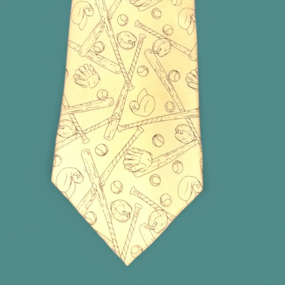 Perry Ellis Tie 100% Silk Boys‎ Baseball Sports 50” Yellow